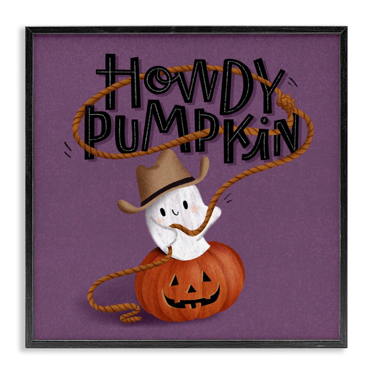 Stupell Industries Howdy Pumpkin Western Ghost Framed Giclee Design by Sarah Hickman